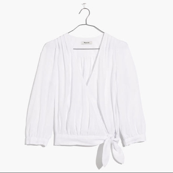 Madewell Wrap Top in Eyelet White - Picture 9 of 9